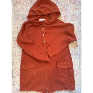 Free People FP Beach Rust Ryleigh Hailee Sweater Henley Romper Hooded Medium